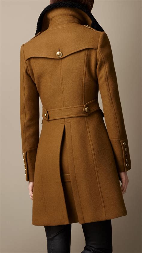 burberry brown fur collar military coat|net a porter Burberry jacket.